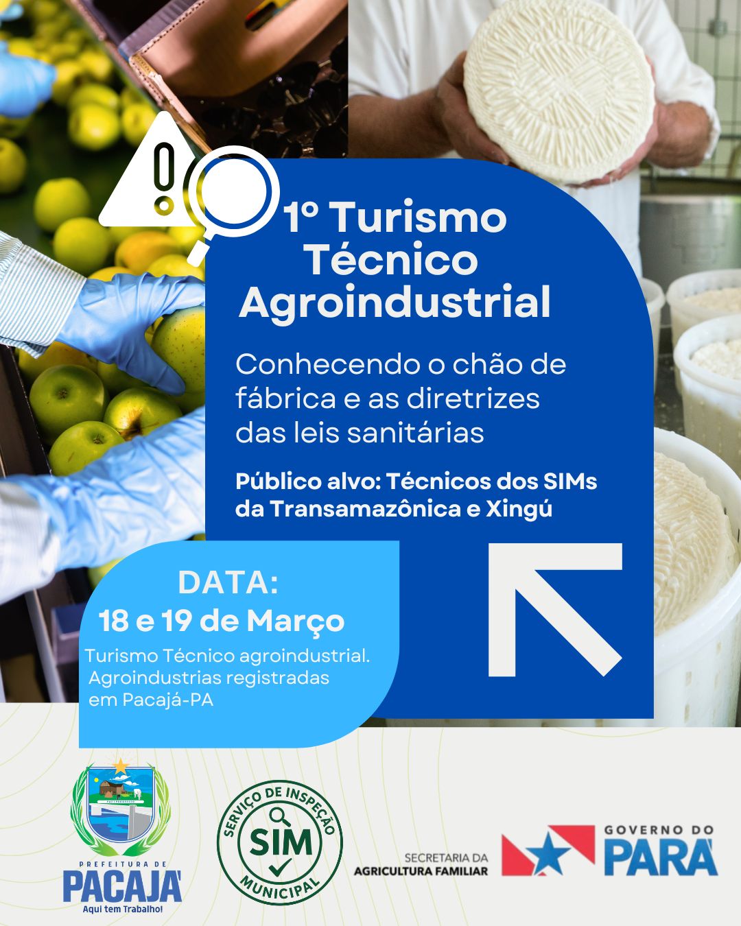 Imagem é um cartaz que anuncia evento técnico de turismo agroindustrial